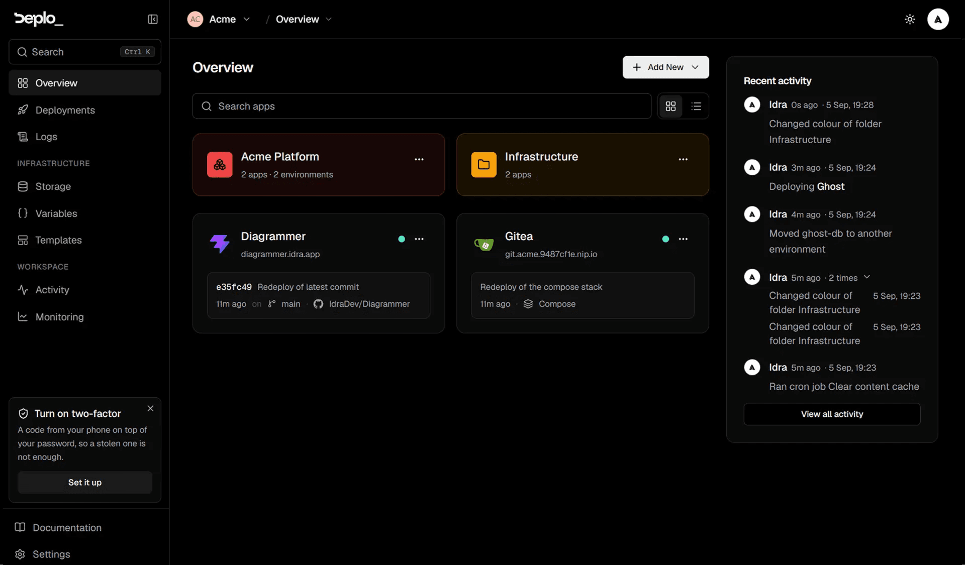 Deplo dashboard