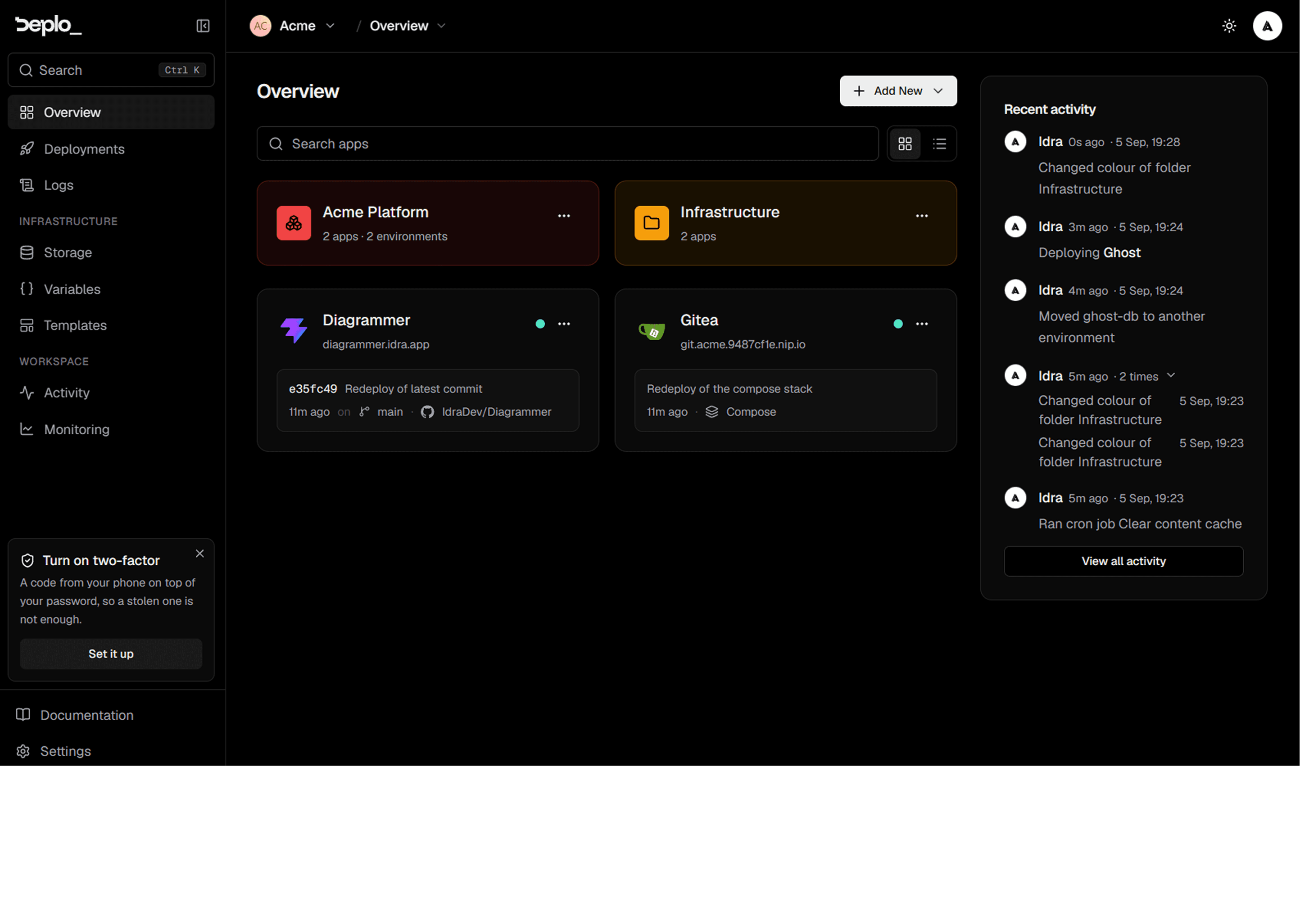Deplo dashboard
